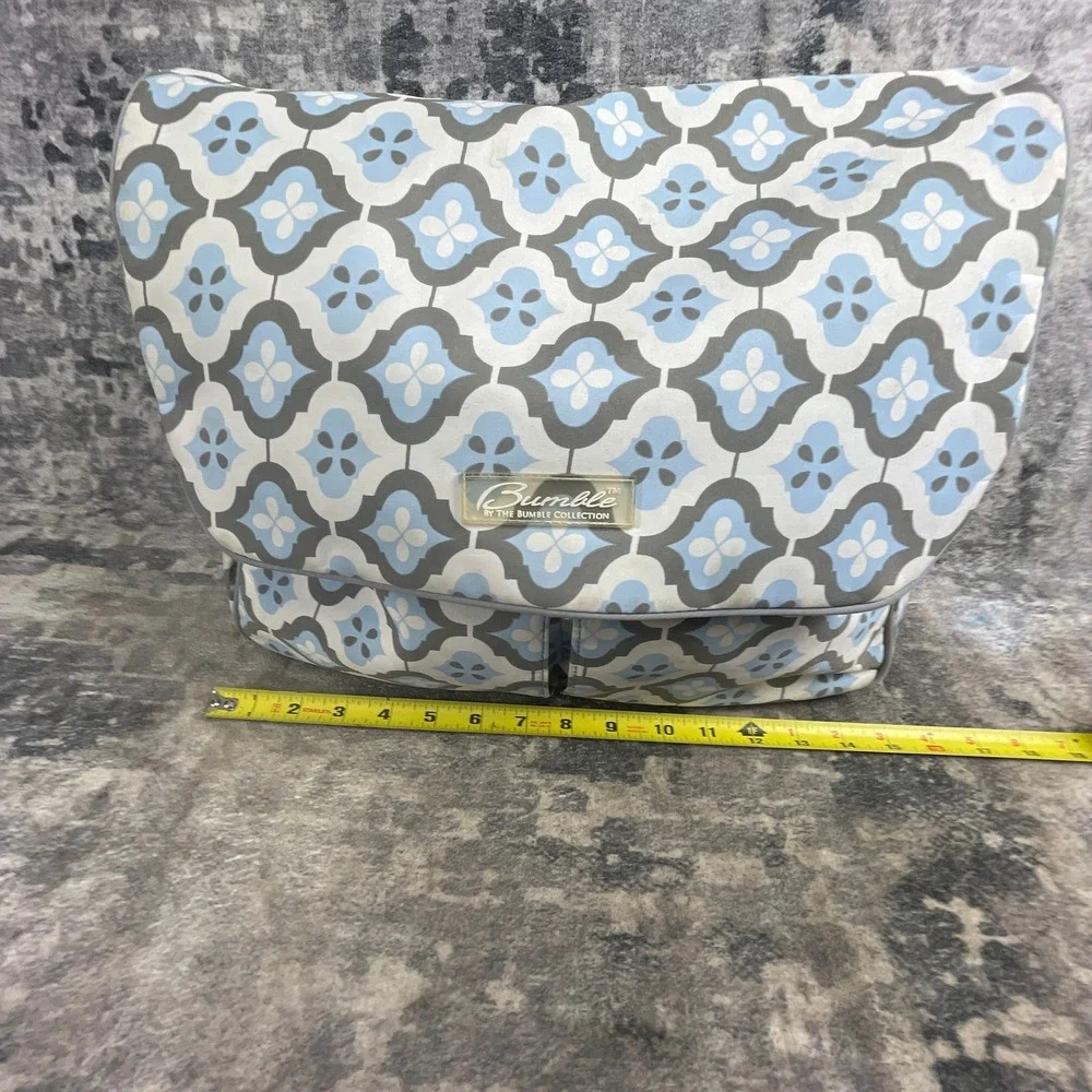 Bumble Unisex Diaper Bag Floral Trellis Gray Blue Messenger Travel Tote Bag